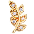 16G 5/16 Color CZ Gem Gold Tone Leaf Internally Threaded Labret