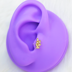 16G 5/16 Color CZ Gem Gold Tone Leaf Internally Threaded Labret