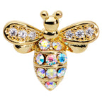 16G 1/4 Aurora CZ Gem Gold Hue Beauty Bee Internal Thread Labret