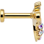 16G 1/4 Aurora CZ Gem Gold Hue Beauty Bee Internal Thread Labret