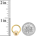 16G 3/8 Clear Gem Gold Tone Sailors Compass Hinged Segment Ring