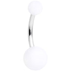 White Daisy Flower Clear Glitter Acrylic Belly Ring Set of 3