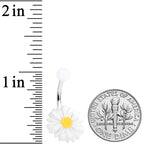 White Daisy Flower Clear Glitter Acrylic Belly Ring Set of 3
