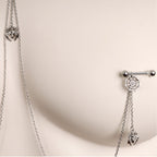 14G 9/16 Creepy Crawly Spider Web Halloween Nipple Chain Necklace