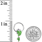 16G 3/8 Green Gem Sweet Fish Dangle BCR Captive Bead Ring