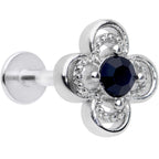 16G 5/16 Blue Gem Stylized Deco Cross Labret Monroe Tragus