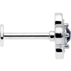 16G 5/16 Blue Gem Stylized Deco Cross Labret Monroe Tragus