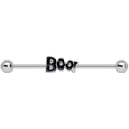 14G Clear Gem Black Boo Halloween Industrial Barbell 38mm