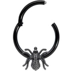 16G 3/8 Black Creepy Insect Halloween Hinged Segment Ring