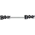14G 5/8 Clear Gem Black Boo Halloween Barbell Nipple Ring Set