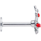 16G 5/16 Red Gem Skeleton Hand Halloween Labret Monroe Tragus