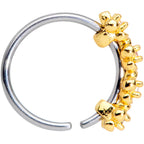20G 5/16 Clear CZ Gem Gold Tone Flowers Nose Hoop