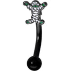 14G 5/16 Black Green Mummy Halloween Curved Eyebrow Ring