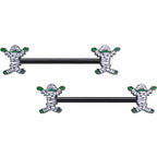 14G 5/8 Black Green Mummy Halloween Barbell Nipple Ring Set