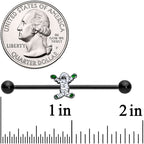 14G Black Green Mummy Halloween Industrial Barbell 38mm