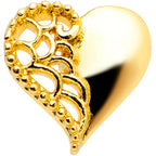 16G 5/16 Clear Gem Gold Hue Angel Wing Heart Labret Monroe Tragus