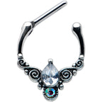 16G 5/16 Clear Aurora Gem Scrolling Drop Cartilage Clicker