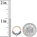 16G 3/8 Aurora Gem Rose Gold Tone Circles Hinged Segment Ring