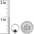 16G 3/8 Blue Gem Stylized Deco Cross Hinged Segment Ring
