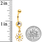 Clear Gem Gold Tone Happy Hippie Daisy Flower Dangle Belly Ring
