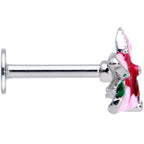 16G 5/16 Red Gem Exotic Flower Labret Monroe Tragus