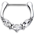 16G 5/16 Clear Gem Oval Trio Cartilage Clicker