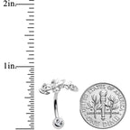Clear Gem Branch Leaf Belly Ring