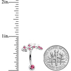 Pink Gem Branch Leaf Belly Ring
