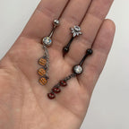 Clear Gem Black Spray Belly Ring