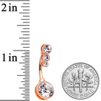 Clear CZ Gem Rose Gold Tone Elegance Belly Ring Set of 3