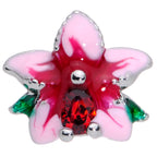 16G 1/4 Red Gem Exotic Flower Cartilage Tragus Earring