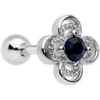 16G 1/4 Blue Gem Stylized Deco Cross Cartilage Tragus Earring