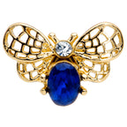 16G 5/16 Blue Gem Gold Tone Beautiful Bee Labret Monroe Tragus