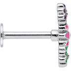 16G 5/16 Clear Gem Triple Flower Garland Labret Monroe Tragus