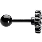 16G 1/4 Black Gem Floral Burst Halloween Cartilage Tragus