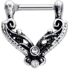 16G 3/8 Clear Gem Scrollwork Cartilage Clicker