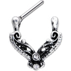 16G 3/8 Clear Gem Scrollwork Cartilage Clicker