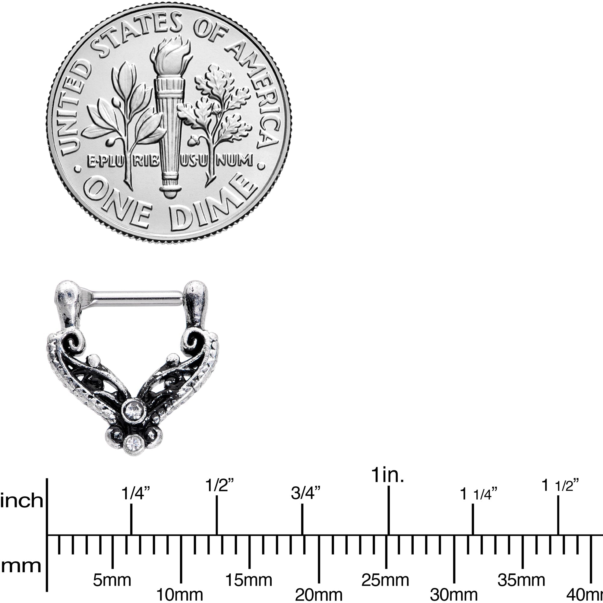 16G 3/8 Clear Gem Scrollwork Cartilage Clicker