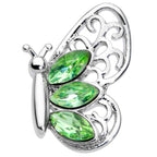 16G 1/4 Green Gem Lacy Butterfly Cartilage Tragus Earring