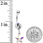 Clear Aurora Gem Simple Star Dangle Belly Ring