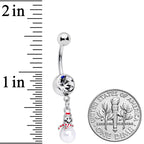 Clear Gem Pearlescent Snowman Christmas Dangle Belly Ring