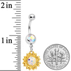 Aurora Gem Scintillating Sunflower Dangle Belly Ring