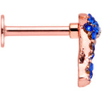 16G 5/16 Blue Gem Rose Gold Tone Dolphin Labret Monroe Tragus