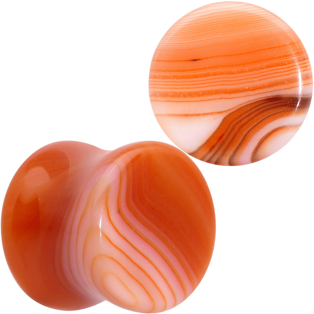 Natural Red Line Agate Stone Saddle Plug Set