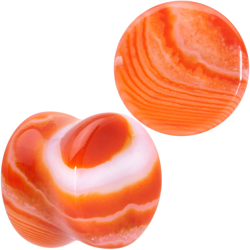 Natural Red Line Agate Stone Saddle Plug Set