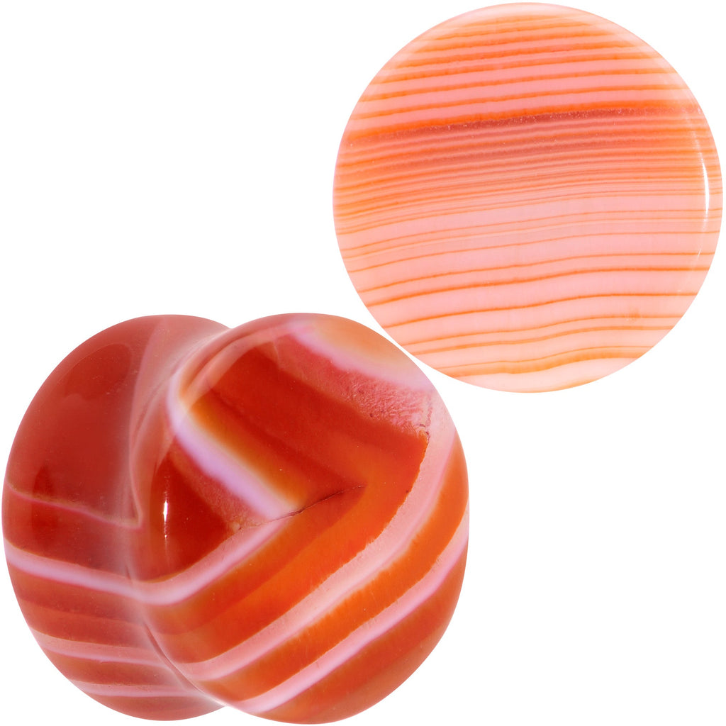 Natural Red Line Agate Stone Saddle Plug Set