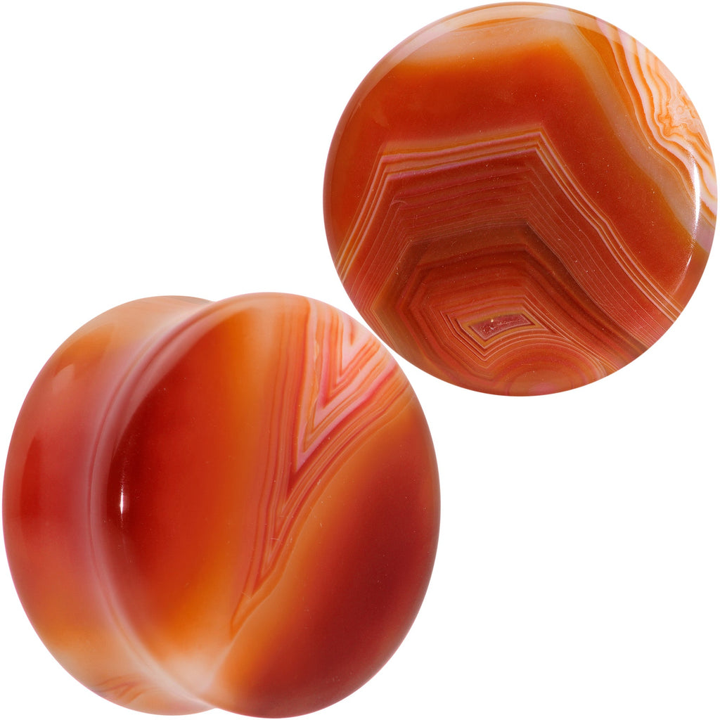 Natural Red Line Agate Stone Saddle Plug Set