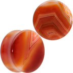 Natural Red Line Agate Stone Saddle Plug Set