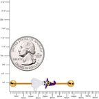 14G Gold Tone Ghost Witch Halloween Industrial Barbell 38mm