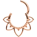 16G 5/16 Rose Gold Tone Open Petal Flower Hinged Segment Ring